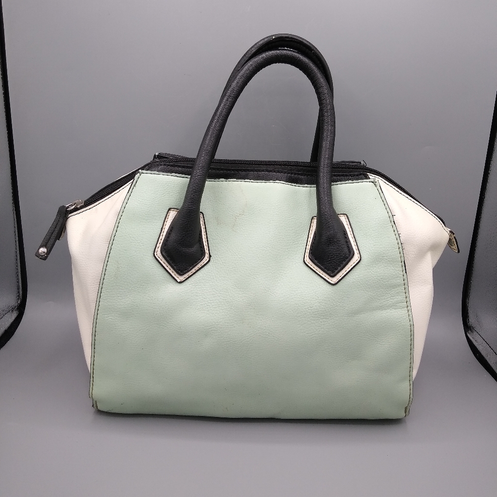 Metaphor Tri Color Satchel Bowling Bag Handbag 3 Compartment Vinyl Bag Vintage